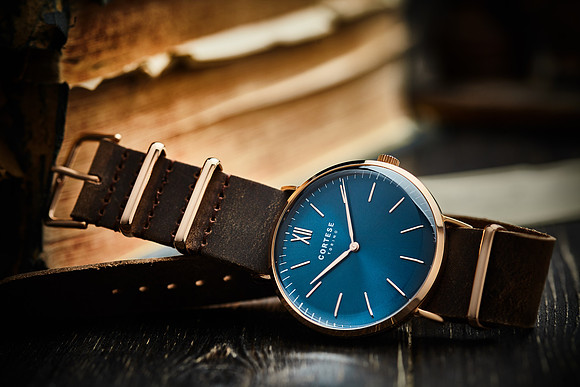 Creative product photography of a man's watch